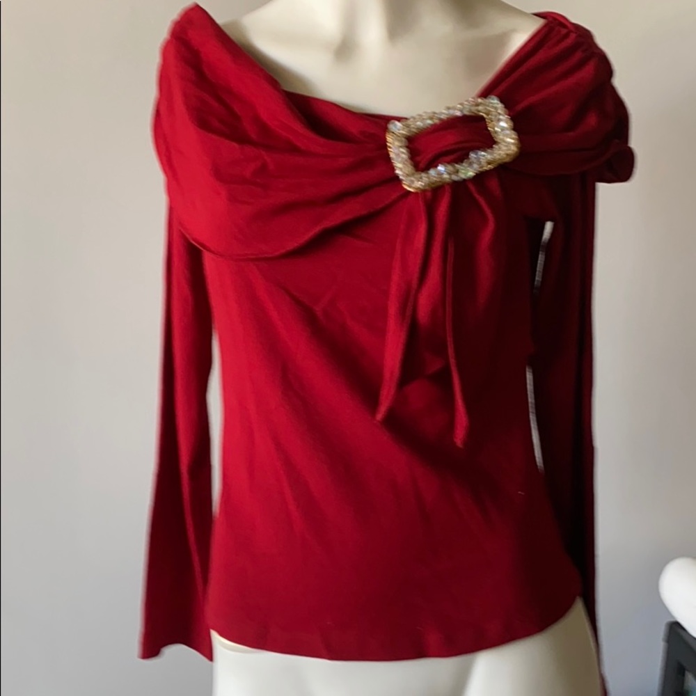 PAGE retro red ribbed top M